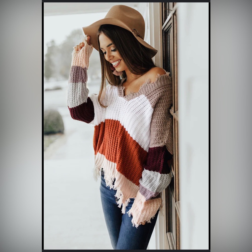 Miracle Color Blocking Slouchy Raglan Sweater - image 1